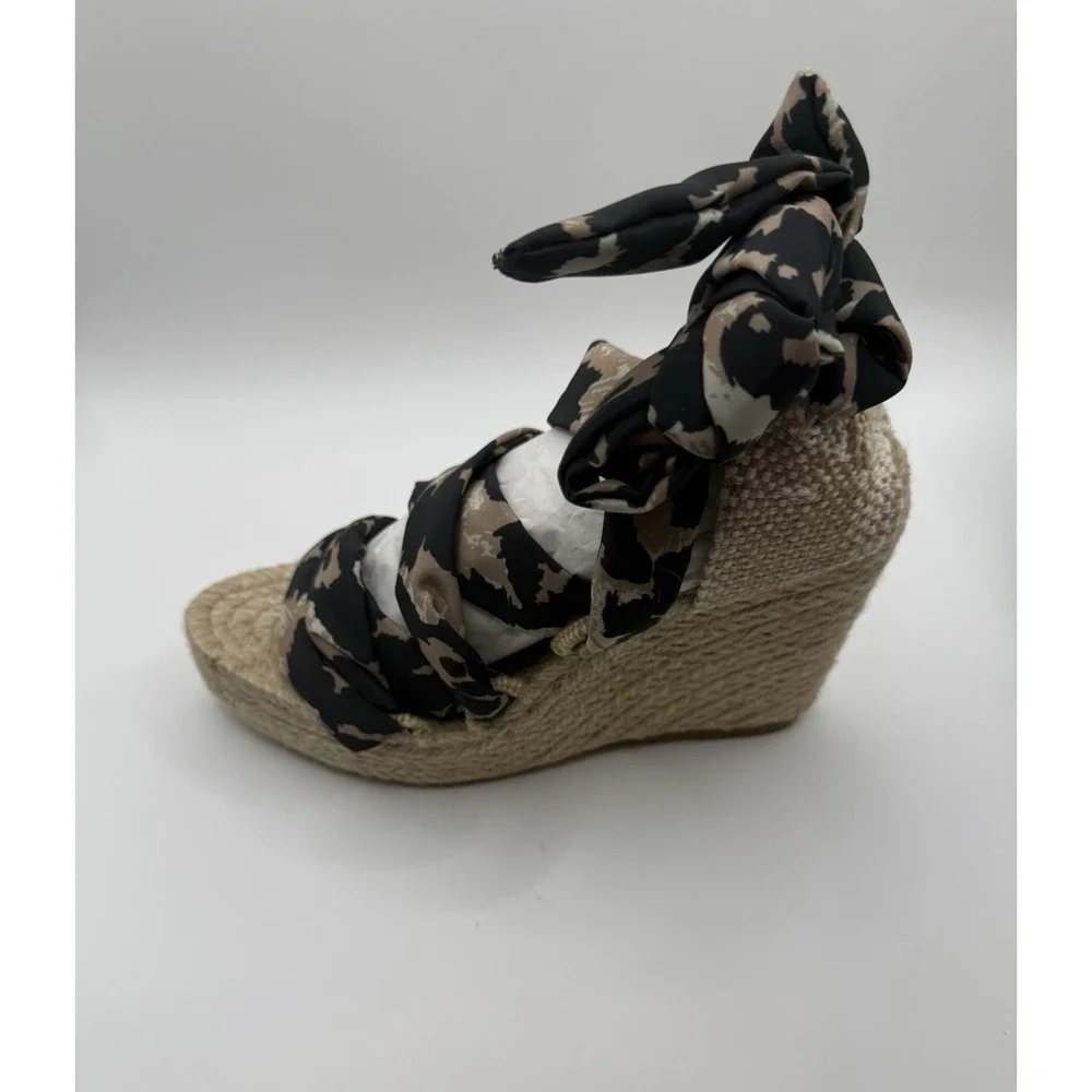 Diane von Furstenberg x Castañer Jorgelina Leopard Wedge Espadrilles Size 6 NIB